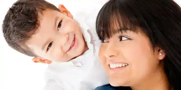 Kid and Woman Smiling